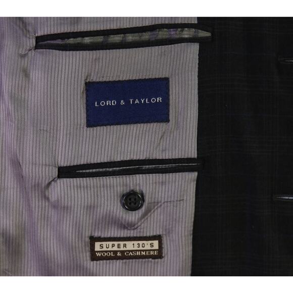 Jack Victor Charcoal Gray Windowpane 130's Wool Cashmere Blazer Jacket 41R - Picture 10 of 10